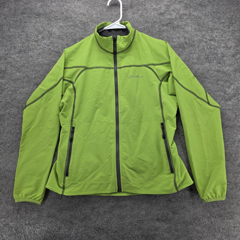 Eddie Bauer Jacket Womens Petite Medium Green First Ascent Softshell Zip Hiking